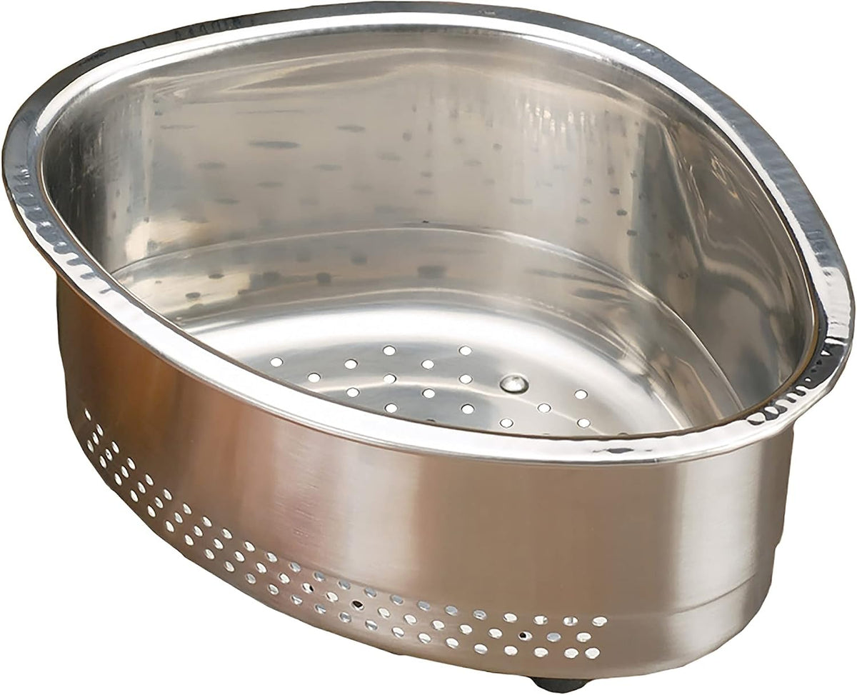 RSVP International Endurance® In-Sink Mesh Colander Strainer Basket, 3 Quart | Organize Sponges, Collect Food Scraps | Dishwasher Safe | Small Corner Basket | Steaming, Draining & Rinsing