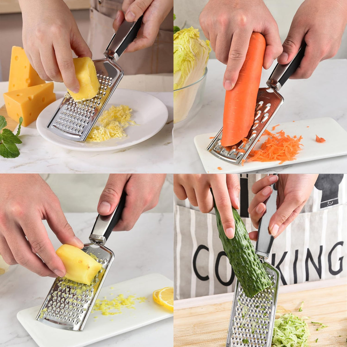 Kitchen Professional Zester & Cheese Grater Stainless Steel Handheld, Metal Lemon Zester Grater With Handle For Cheese, Chocolate, Spices,Garlic,Nutmeg