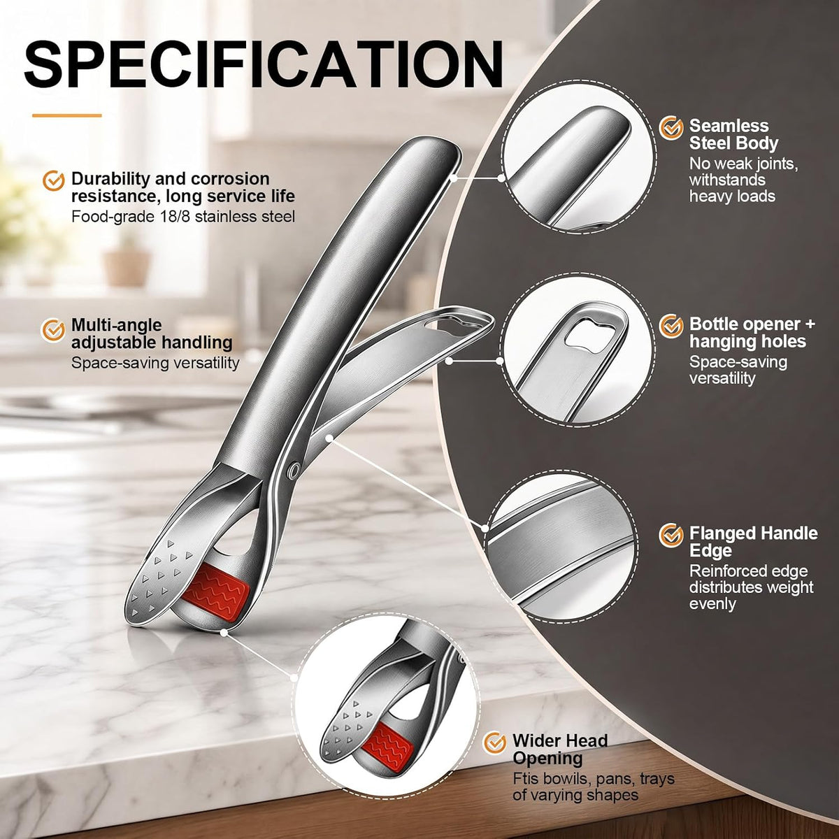 4 Pcs Hot Plate Gripper Tongs, Non Slip Stainless Steel Anti Scald Bowl Holder Clip for Microwave Oven Pizza Pan Steamer Kitchen