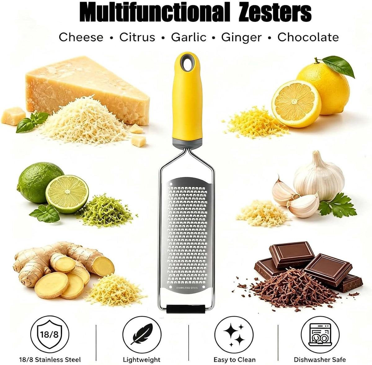 Cheese Grater & Lemon Zester,Stainless Steel Hand Grater for Ginger