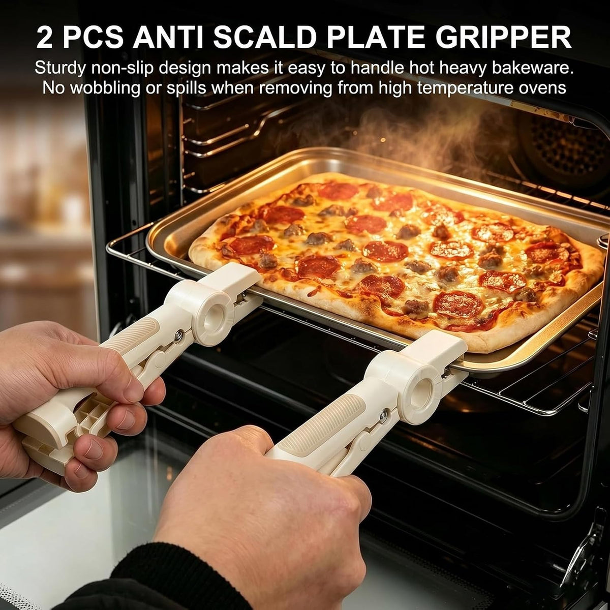 SALLO 2-in-1 Anti-Scald Kitchen Tongs & Bowl Clip, 1pc, White