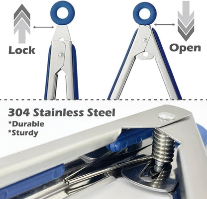9" Kitchen Tongs for cooking with Silicone Tips, 3Pcs Serving Tongs, Blue