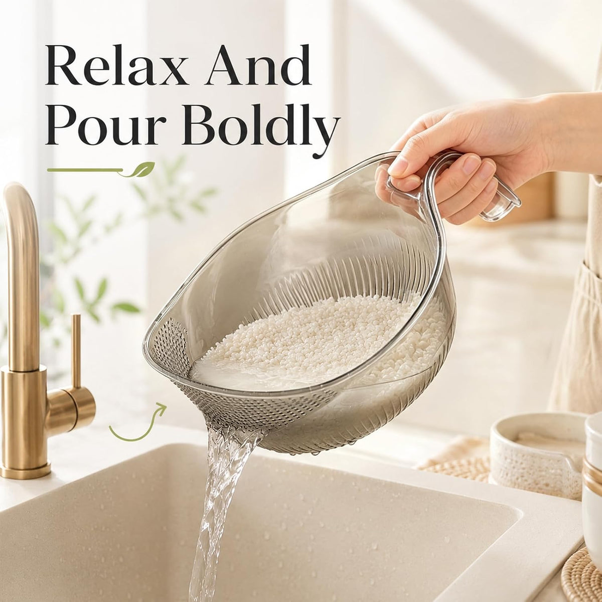 2-In-1 Rice Strainer,Multipurpose Rice Washing BowL (1PCS WHITE)