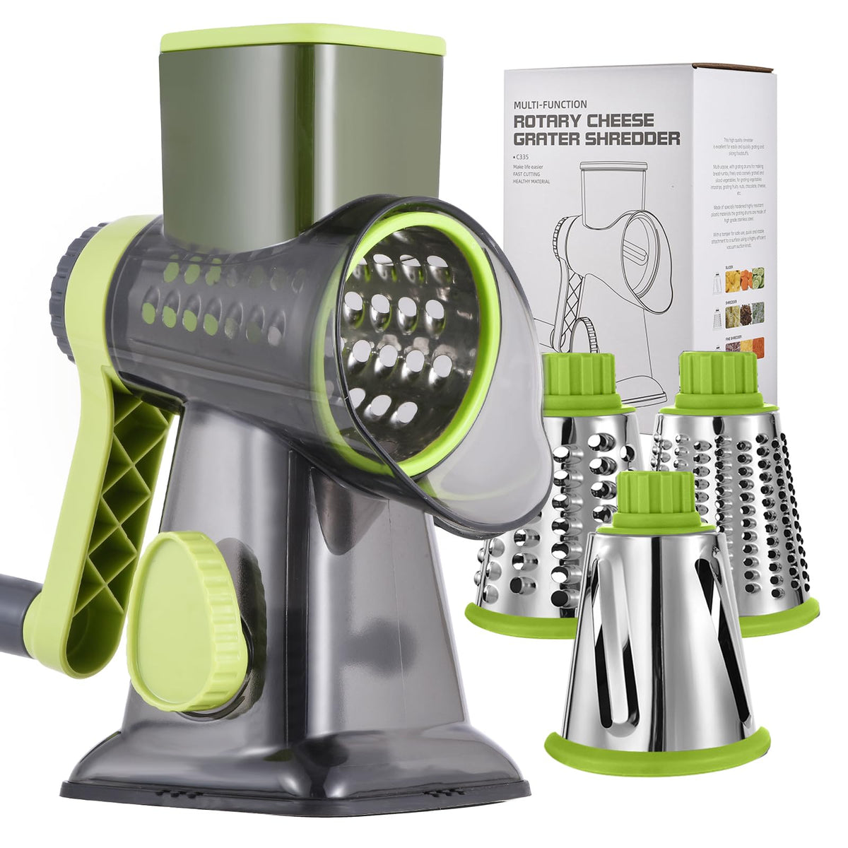 Cheese Grater Hand Crank Rotary Vegetables Shredder with Handle