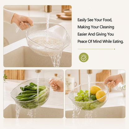 2-In-1 Rice Strainer,Multipurpose Rice Washing BowL (1PCS WHITE)