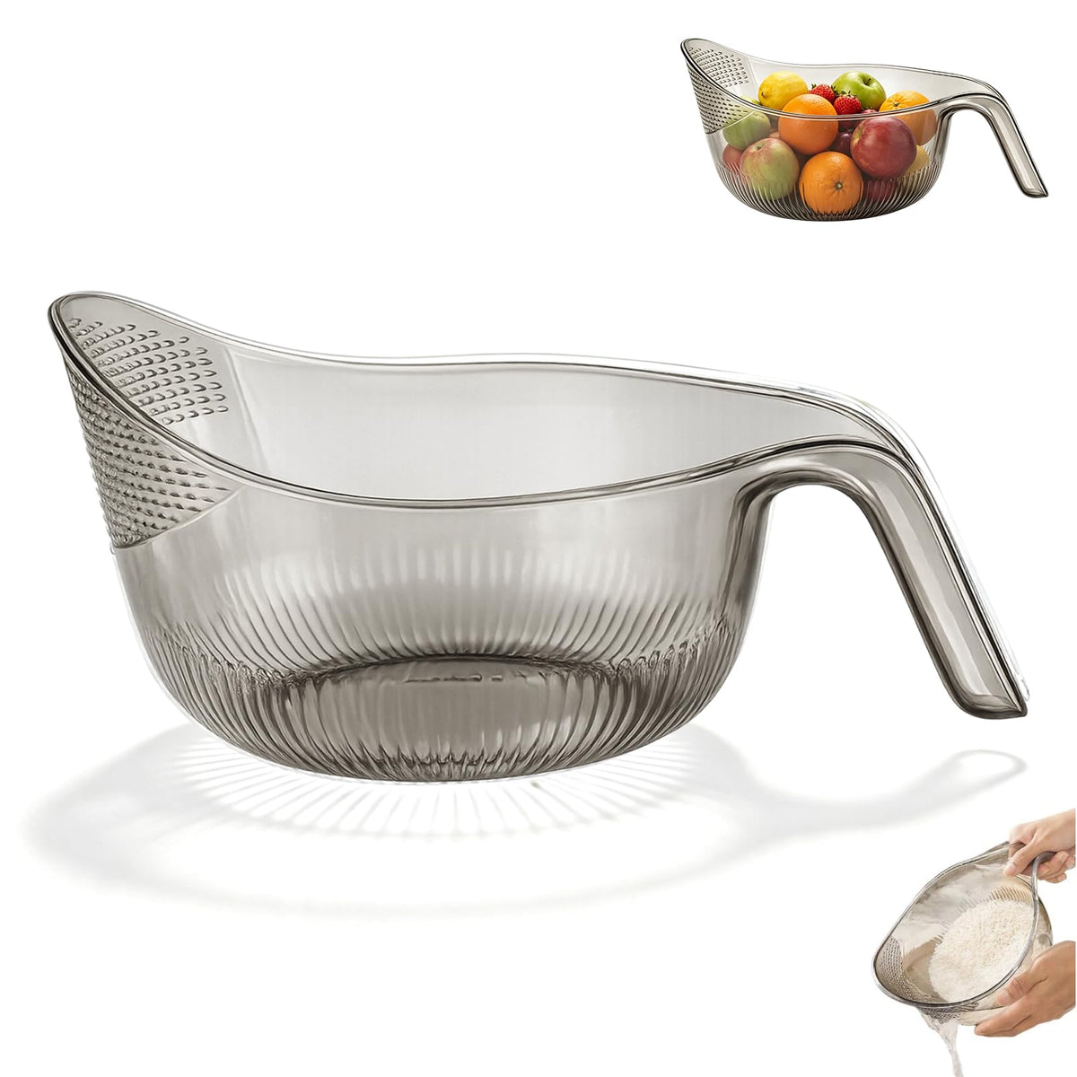 2-In-1 Rice Strainer,Multipurpose Rice Washing BowL (1PCS WHITE)