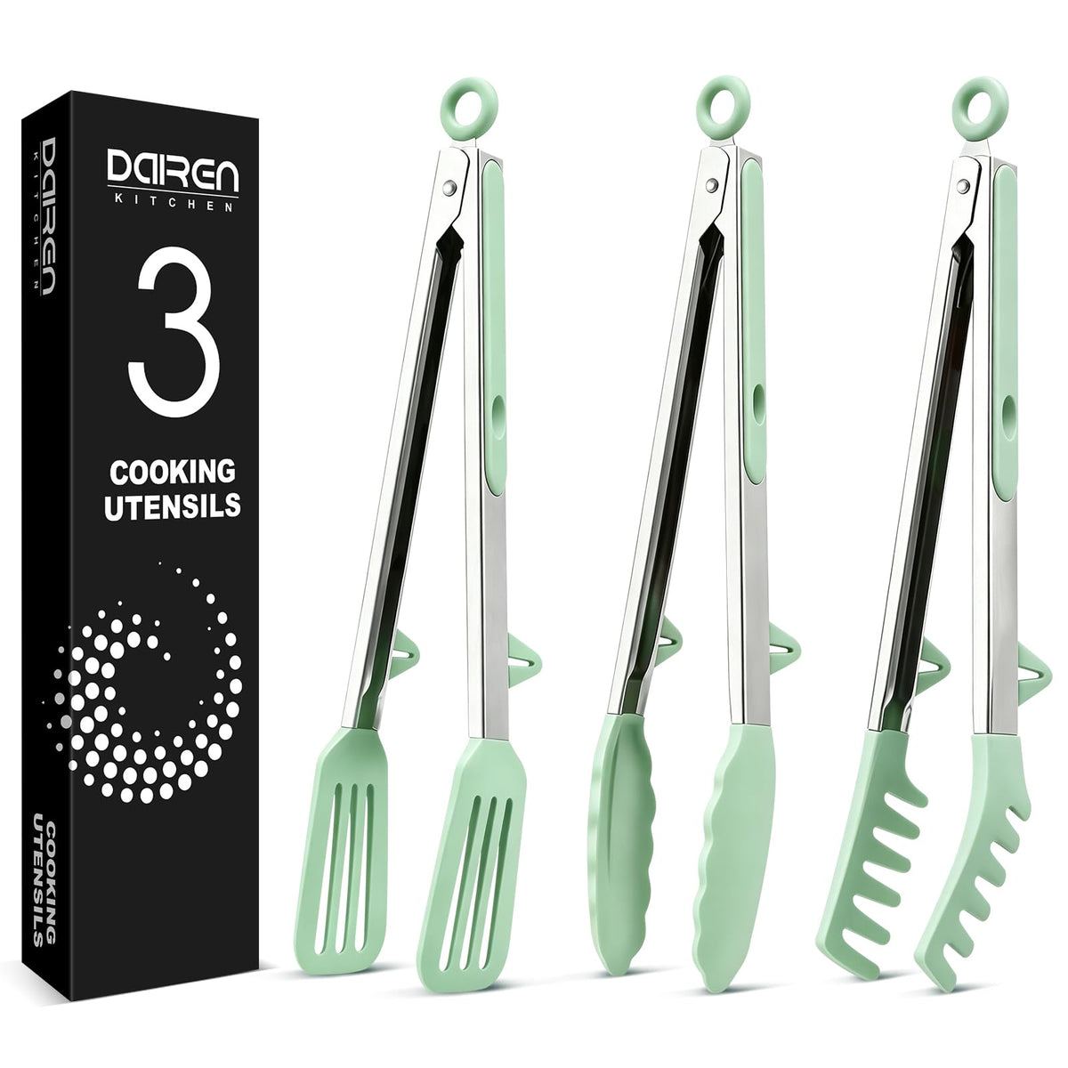 Kitchen Tongs for Cooking, Stainless Steel, Non Scratch Silicone Tip,3 Pack