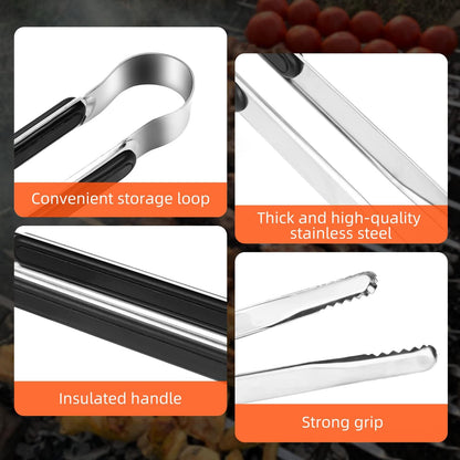 4 Pack Premium Stainless Steel Kitchen Tongs, Serving Tongs for Cooking
