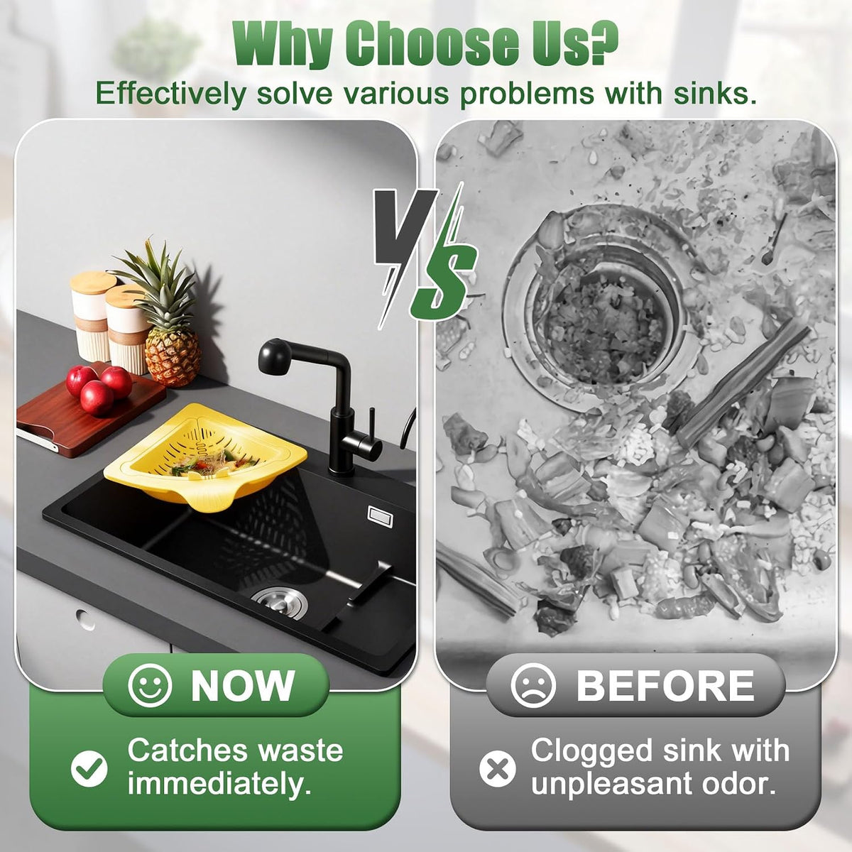 OneNine Kitchen Sink Filter for Food Residue, Magnetic Mount Easy to Use (2 pcs)
