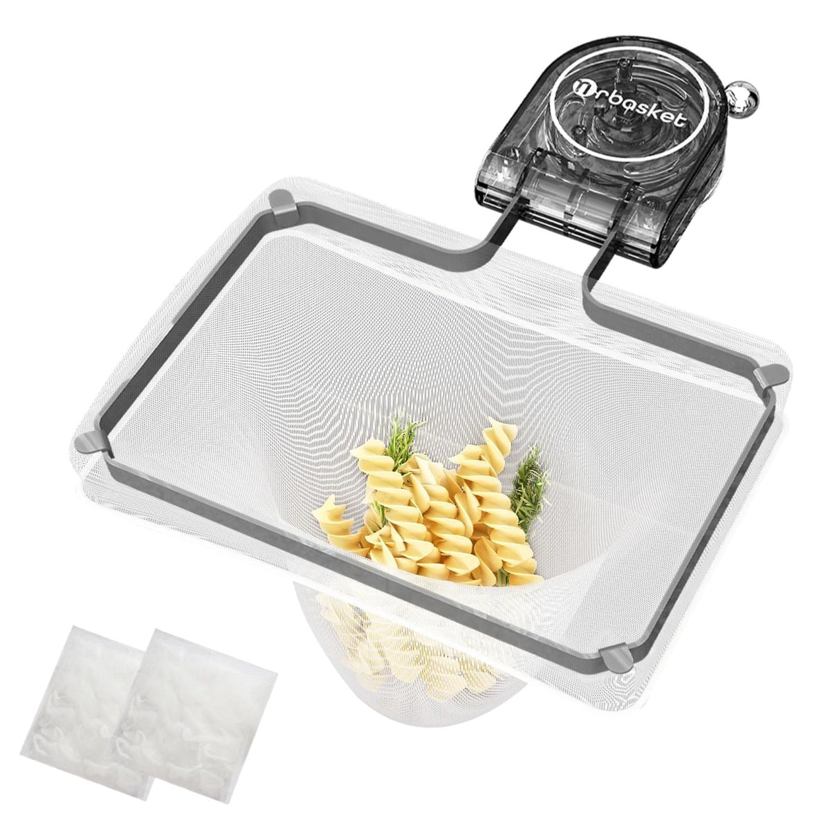 Kitchen Sink Strainer with Filter Mesh Bag, Food Waste Filter Basket, Suction Cup Folding Washing Vegetables and Fruits Drying Bag Holder