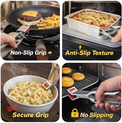 2PCS Hot Plate Grippers,anti scald bowl Stainless Steel holder clip,non-slip hot plate gripper tongs,multi-function anti-scald bowl clip for kitchen