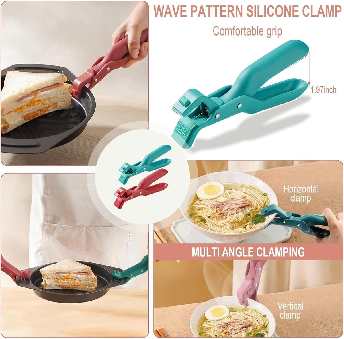 2 PCS Hot Plate Gripper Tongs, Anti Scald Plate Gripper, Multi-Function Anti-Scald Bowl Clip, Silicone non-slip hot plate clips, Kitchen Utensil For Bowls Pans Dishes