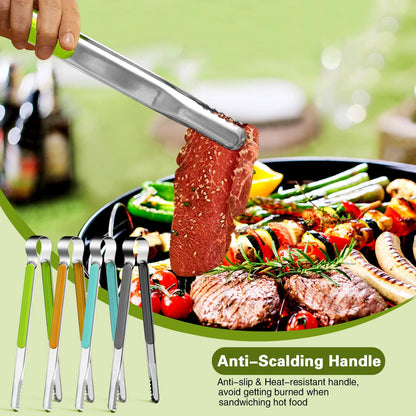 4Pcs Stainless Steel Kitchen Tongs for Cooking - 10" Metal Food Tongs With Non-Slip Comfort Grip, Non-Stick, High Heat Resistant for BBQ, Grilling and Serving
