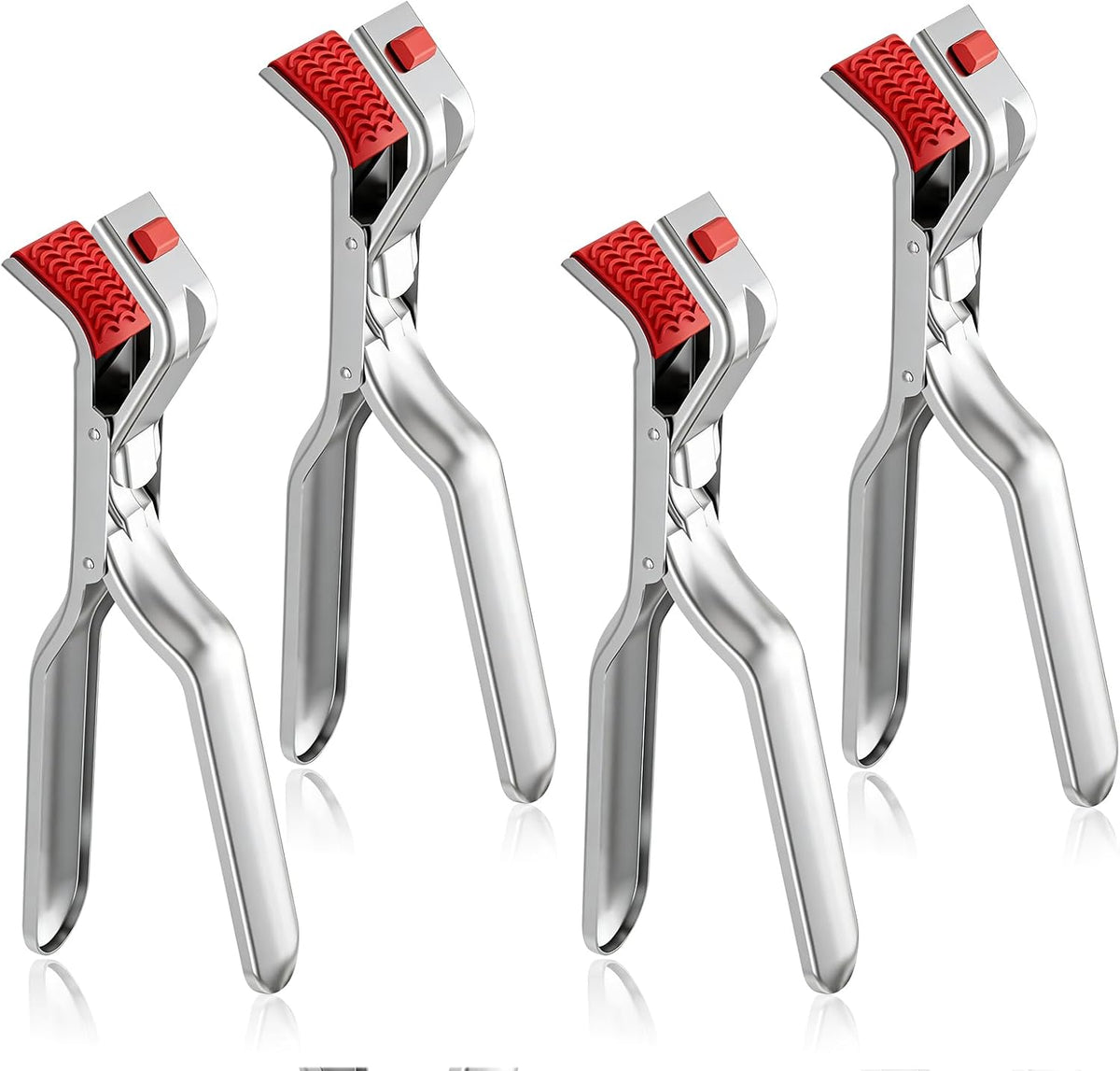 4pcs Hot Plate Grippers, Anti Scald Bowl Stainless Steel Holder Clip, Multi-Function Non Slip Hot Plate Gripper Tongs for Hot Foods, Pans, Air Fryer Baskets, Kitchen Cooking Must Haves