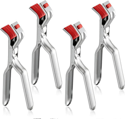 4pcs Hot Plate Grippers, Anti Scald Bowl Stainless Steel Holder Clip, Multi-Function Non Slip Hot Plate Gripper Tongs for Hot Foods, Pans, Air Fryer Baskets, Kitchen Cooking Must Haves