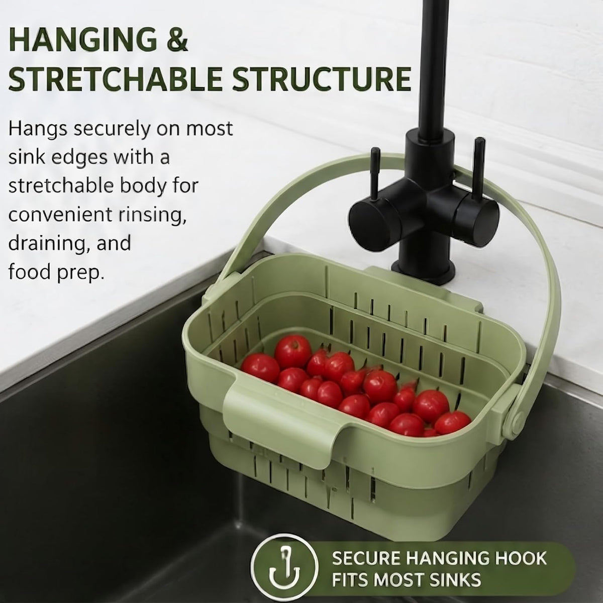 Foldable Hanging Sink Drain Basket Stretchable Kitchen Colander