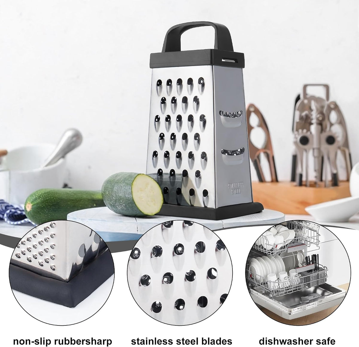 Kaishun Mini Cheese Grater,4-Sided Box Grater for Cheese, Vegetable & Fruit