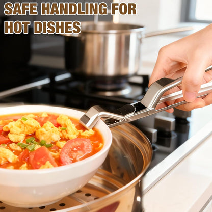 2Pcs Stainless Steel Hot Plate Gripper Clips - Multi-Purpose Hot Bowl 2026 New Upgrade Hot Plate Gripper Tongs for Oven, Air Fryer, Steamer, Non-Slip Design, Pots & Bowls