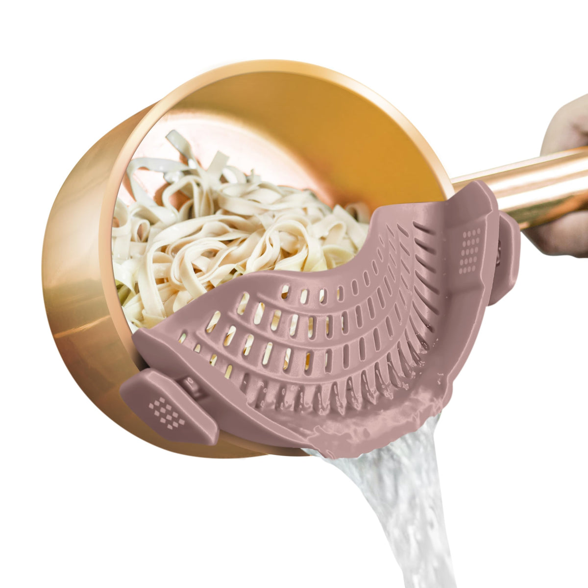 AUOON Clip On Strainer Silicone for All Pots, Standard 8.86 x 3.55in, Black