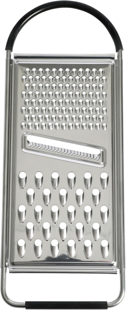 Oster Helmsdale Flat Cheese Grater With Anti-Slip Handle, Stainless Steel Zester/Multi-Functional Tool for Kitchen Preperation, Black