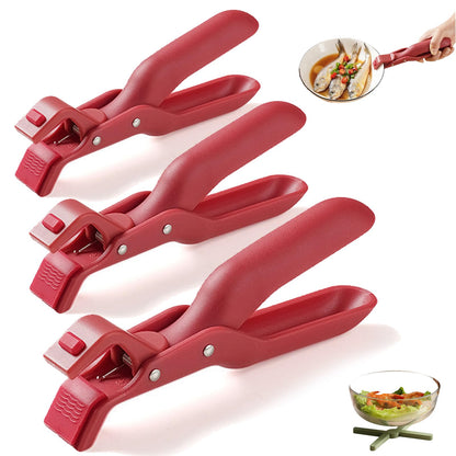 Hot Plate Gripper Lifters Tongs, Hot Plate Gripper Tongs, Multi-function Anti-Scald Bowl Clip,Silicone Non-slip Hot Dish Plate Holder for Bowls,Pans,Dishes, Kitchen Utensil (3Pcs)