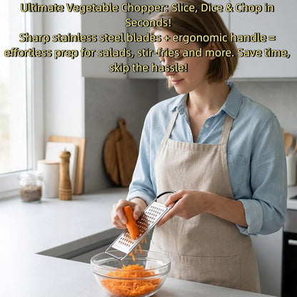 Flat Handheld Stainless Steel Cheese Grater, Non-Slip Ergonomic Handle Food Shredder, Multi Purpose Kitchen Slicer for Potato Vegetable Butter Chocolate Nuts, 1 Pack