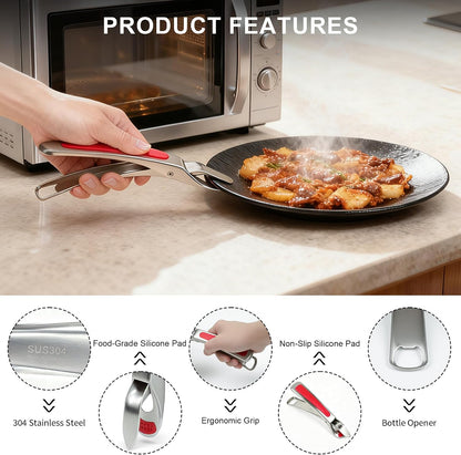 2Pcs Hot Plate Gripper, Anti Scald Bowl Holder with Silicone Pads