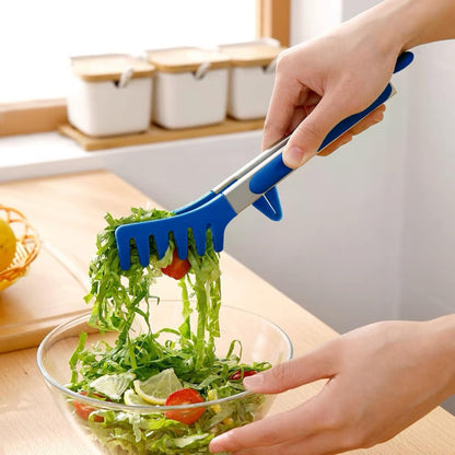 9" Kitchen Tongs for cooking with Silicone Tips, 3Pcs Serving Tongs, Blue