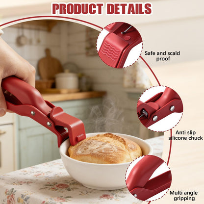 4PCS Hot Plate Gripper Tongs,Multi-Function Anti-Scald Bowl Clip,Silicone Non-Slip Hot Dish Plate Holder Tongs,Kitchen Silicone Anti Slip Clip,Kitchen Utensil for Bowls,Pans,Dishes-Microwave&Oven Safe