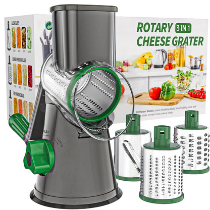 Cambom Rotary Cheese Grater Hand Crank Cheese Shredder, Black