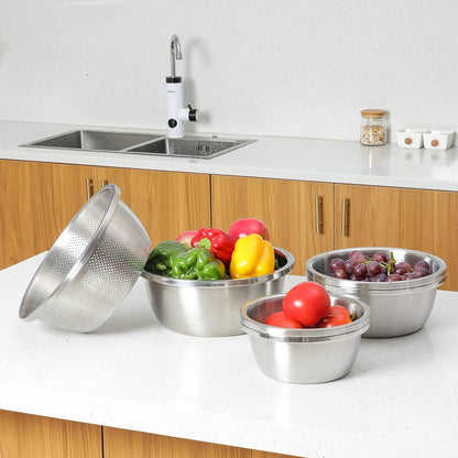 Paoli 304 Stainless Steel Fine Mesh Colander Set, 2QT Large Capacity Strainer with Mixing Bowl — Rinse Fruits, Veggies, Rice & Drain Pasta, Dishwasher Safe (2-Piece)