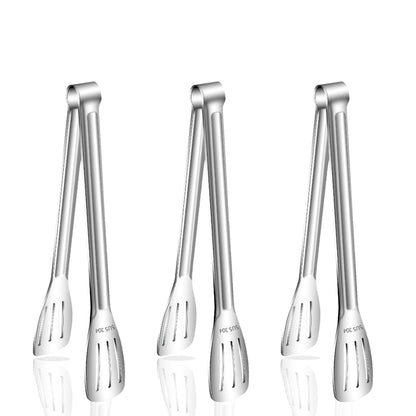 Stainless Steel Kitchen Tong Set - Anti-Slip Heat-Resistant Grip, Widened 3-Line Slotted Heads for Easy Clamping (Steaks, BBQ, Pasta, Salads), Easy Clean for Versatile Use Set of 3-6", Green