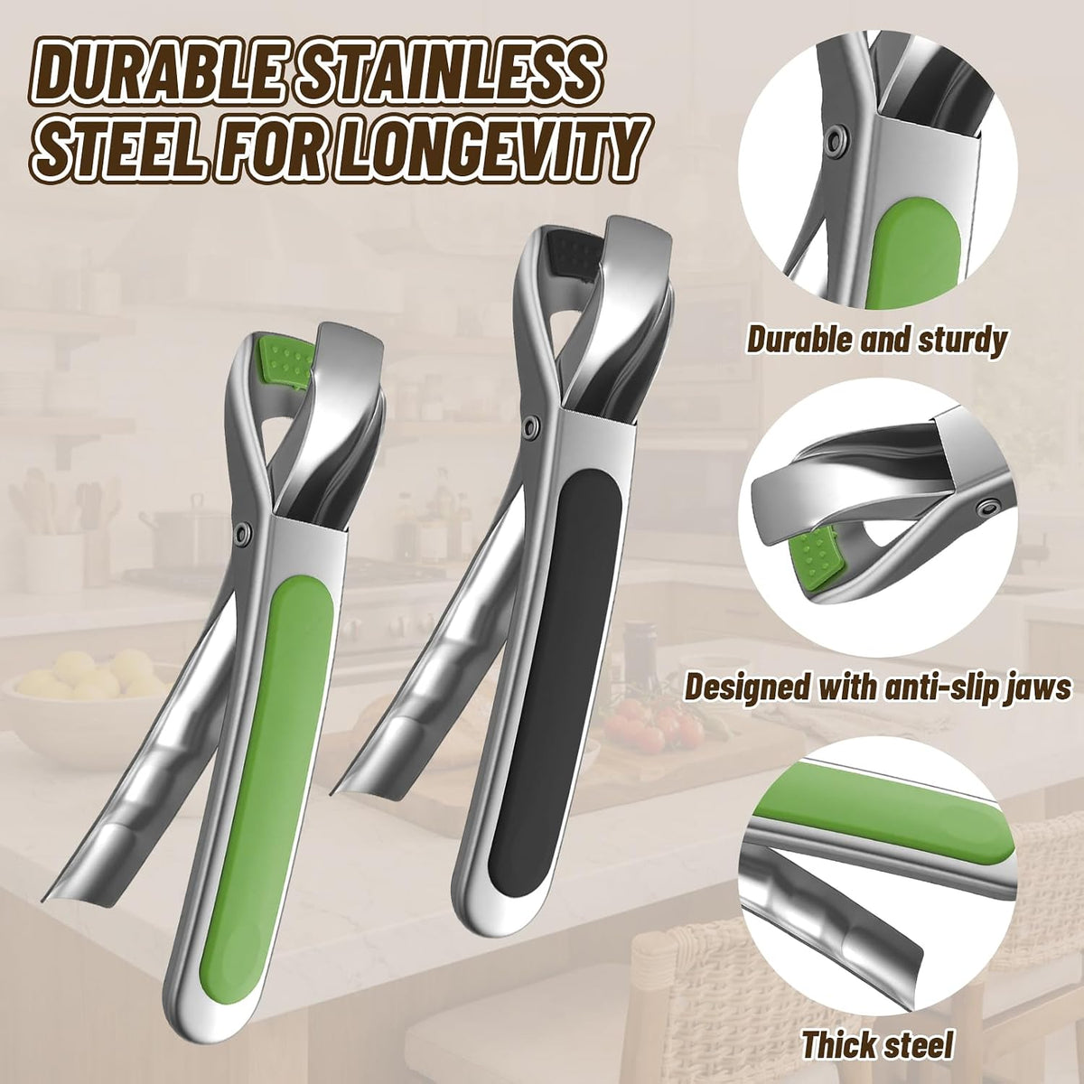 5 Pcs Stainless Steel Hot Plate Gripper Tong with Silicone Pad
