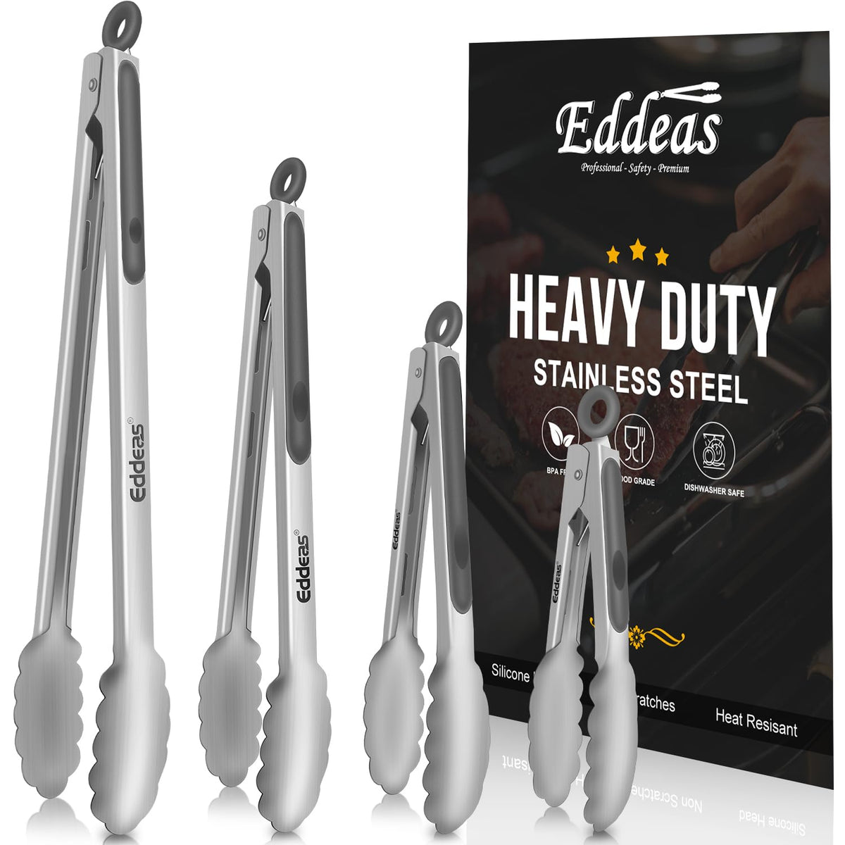 Kitchen Tongs Up To 600°F Silicone Tongs for Cooking 3Pcs 7,9,12 IN