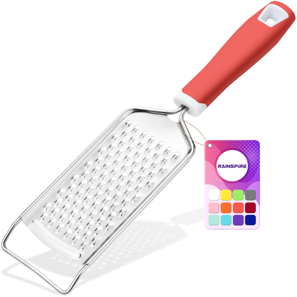 Rainspire Professional Cheese Graters for Kitchen Stainless Steel Handheld, Metal Lemon Zester Grater With Handle For Cheese, Chocolate, Spices, Kitchen Gadgets And Tools, Soft Grip Handle, Black