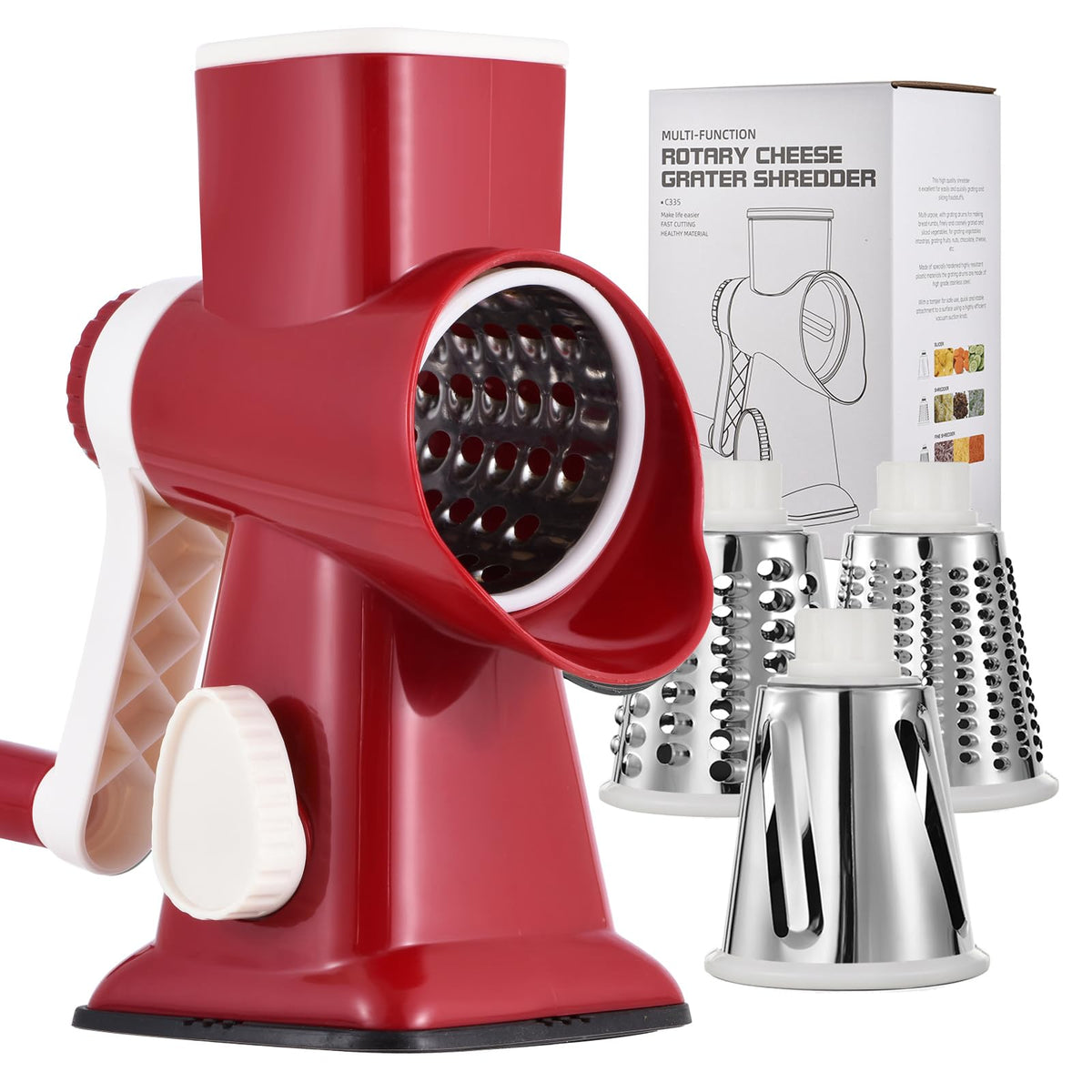 Cheese Grater Hand Crank Rotary Vegetables Shredder with Handle