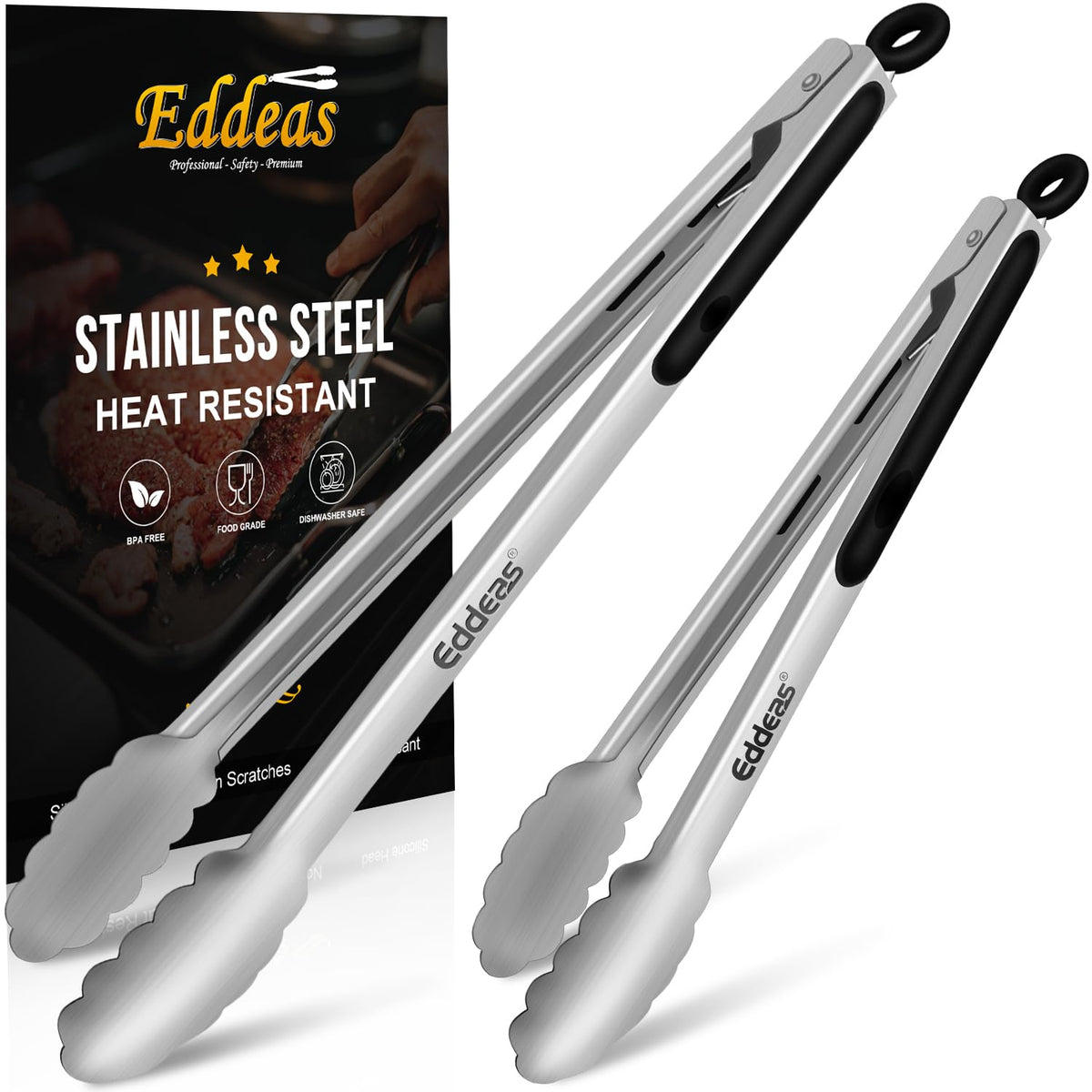 Kitchen Tongs Up To 600°F Silicone Tongs for Cooking 3Pcs 7,9,12 IN