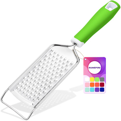 Rainspire Professional Cheese Graters for Kitchen Stainless Steel Handheld, Metal Lemon Zester Grater With Handle For Cheese, Chocolate, Spices, Kitchen Gadgets And Tools, Soft Grip Handle, Black