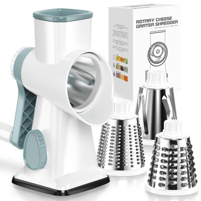 KEOUKE Rotary Cheese Grater, Hand Crank Shredder Slicer, Snow Cone Maker