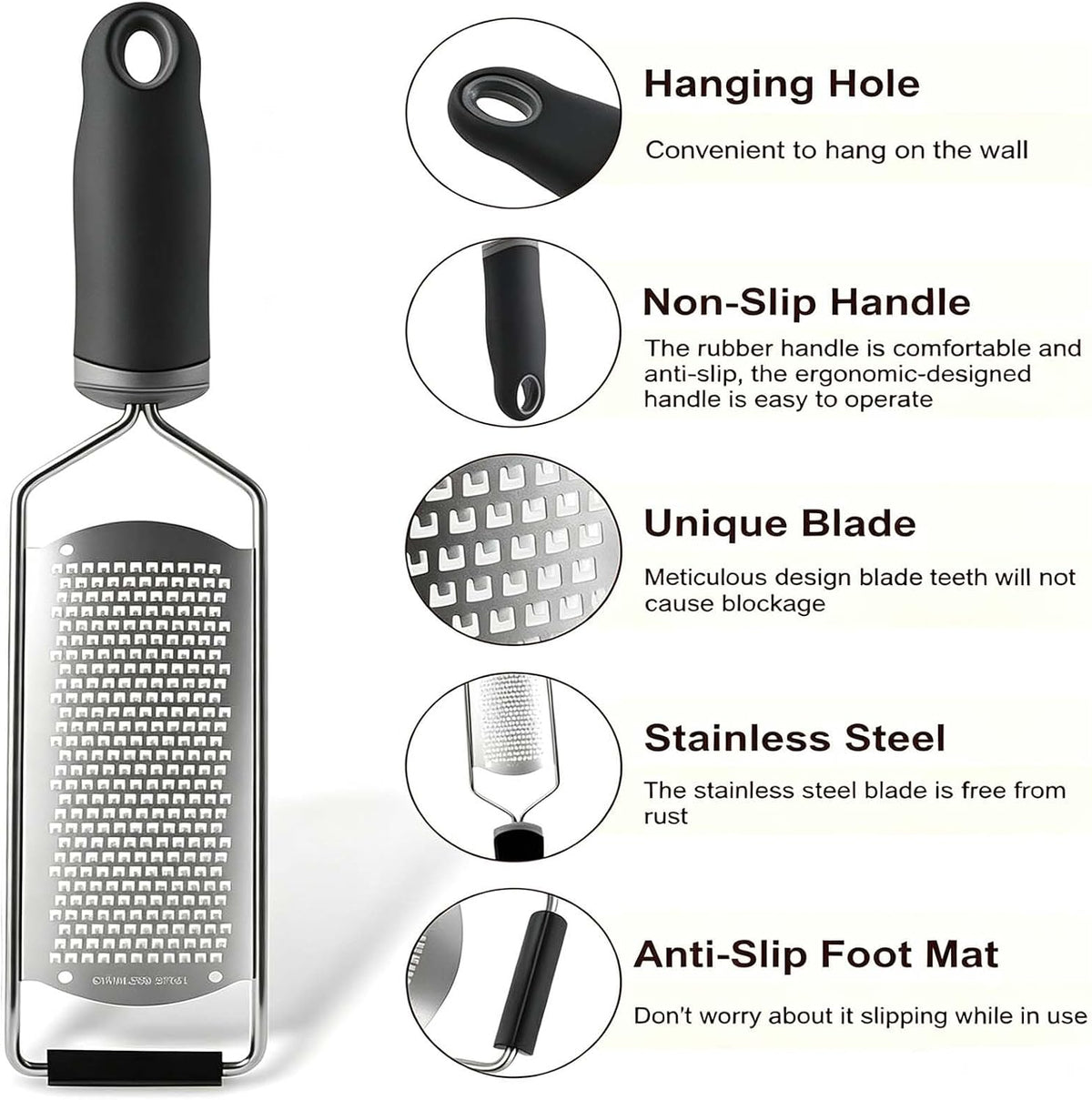 Cheese Grater & Lemon Zester,Stainless Steel Hand Grater for Garlic