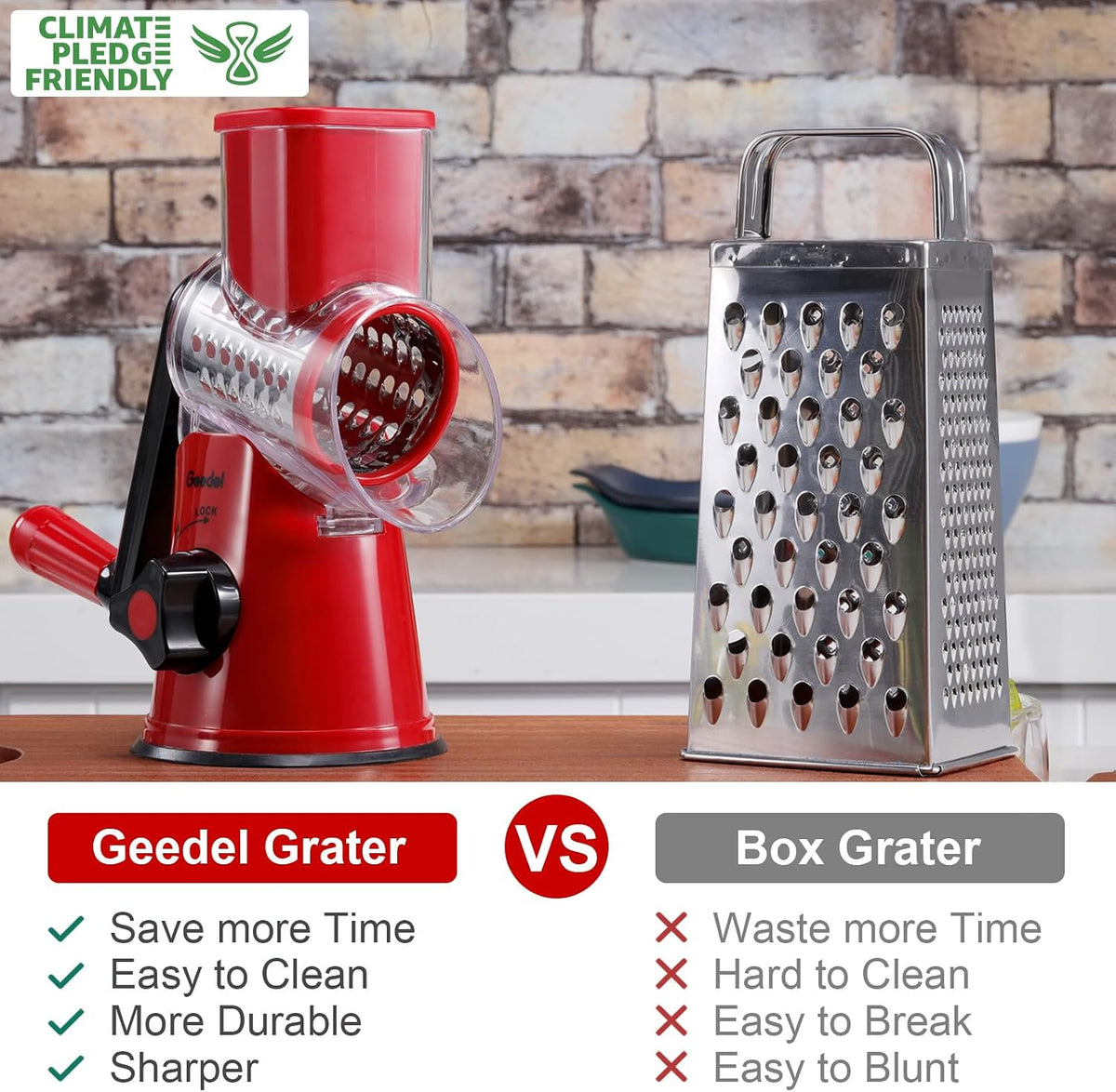 Geedel Rotary Cheese Grater Hand Crank, Cheese Shredder Vegetable Slicer
