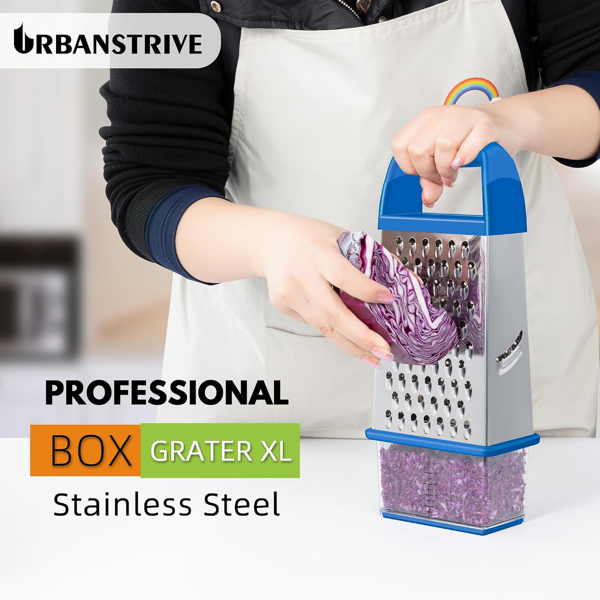 Cheese Grater With Container Box Grater Stainless Steel Kitchen Dark Blue