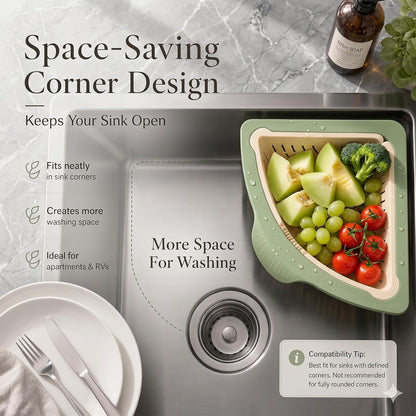 2026 New Corner Sink Strainer, Honeydew Cream Two-Tone, Twist-Open Bottom