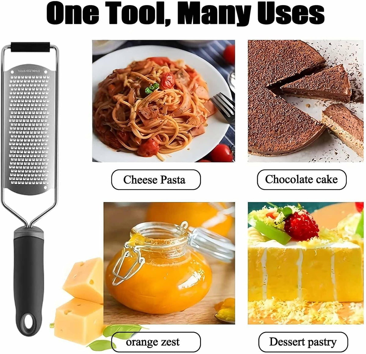 Cheese Grater & Lemon Zester,Stainless Steel Hand Grater for Garlic