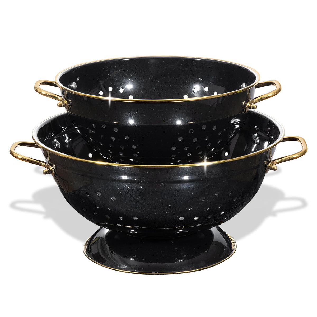 Metal Colander Set of 2, Strainer Basket with Handles 3.5 & 5 Qt Powder Coated Self-draining Solid Ring Base Metal Large Kitchen Colander Bowel for Pasta Vegetable Fruit (PINK)