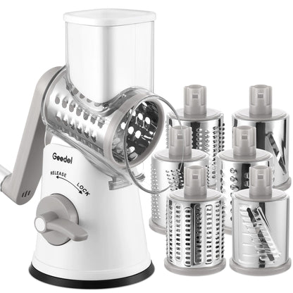 Geedel Rotary Cheese Grater Hand Crank, Cheese Shredder Vegetable Slicer
