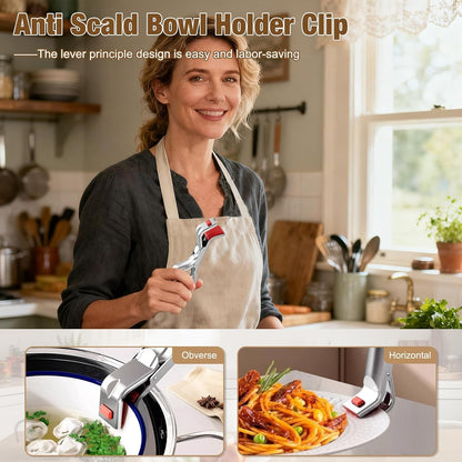 3Pcs Stainless Steel Hot Plate Gripper Tongs, Multi-Function Anti-Scald Bowl Clip, Kitchen Silicone Anti-Slip Heat Insulation Pplate Gripper, for Microwave, Pizza Pan, Toaster, Air Fryer, Oven