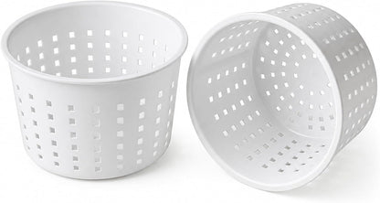Cheese Mold for Cheese Making, Set of 2 Ricotta Baskets for Cheese Making, Round Cheese Molds Basket, Draining Strainer for Fresh, Soft, Feta, and Ricotta Cheese