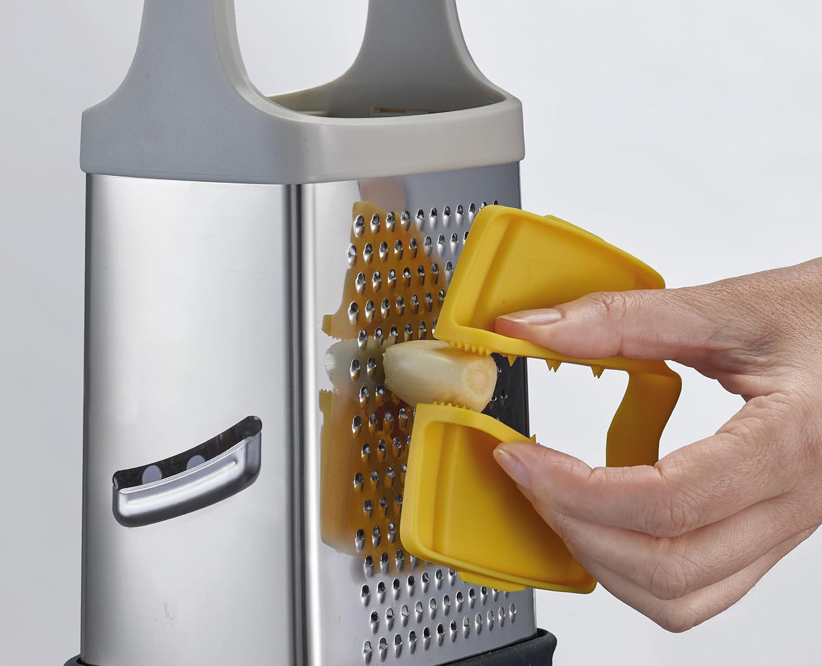 Joseph Joseph Multi-Grip Box Grater with Precision food grip, Stainless Steel blades for grating and slicing, non-slip base, Dishwasher safe