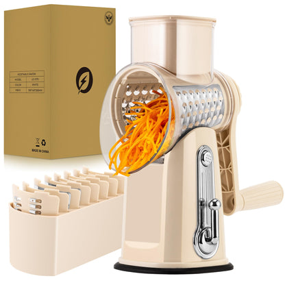 SUSTEAS Rotary Cheese Grater, Large Vegetable Food Shredder, 5 Blades